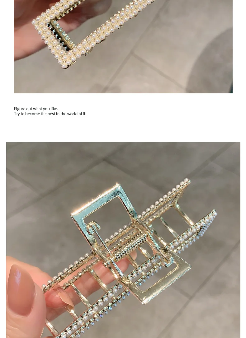 New Pearl Diamond Plate Hair Claw Clip Non-slip Metal Large Shark Clip Crab Hair Clip Women Hair Clips Accessories