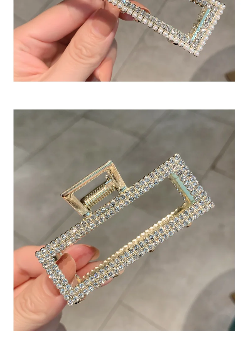 New Pearl Diamond Plate Hair Claw Clip Non-slip Metal Large Shark Clip Crab Hair Clip Women Hair Clips Accessories