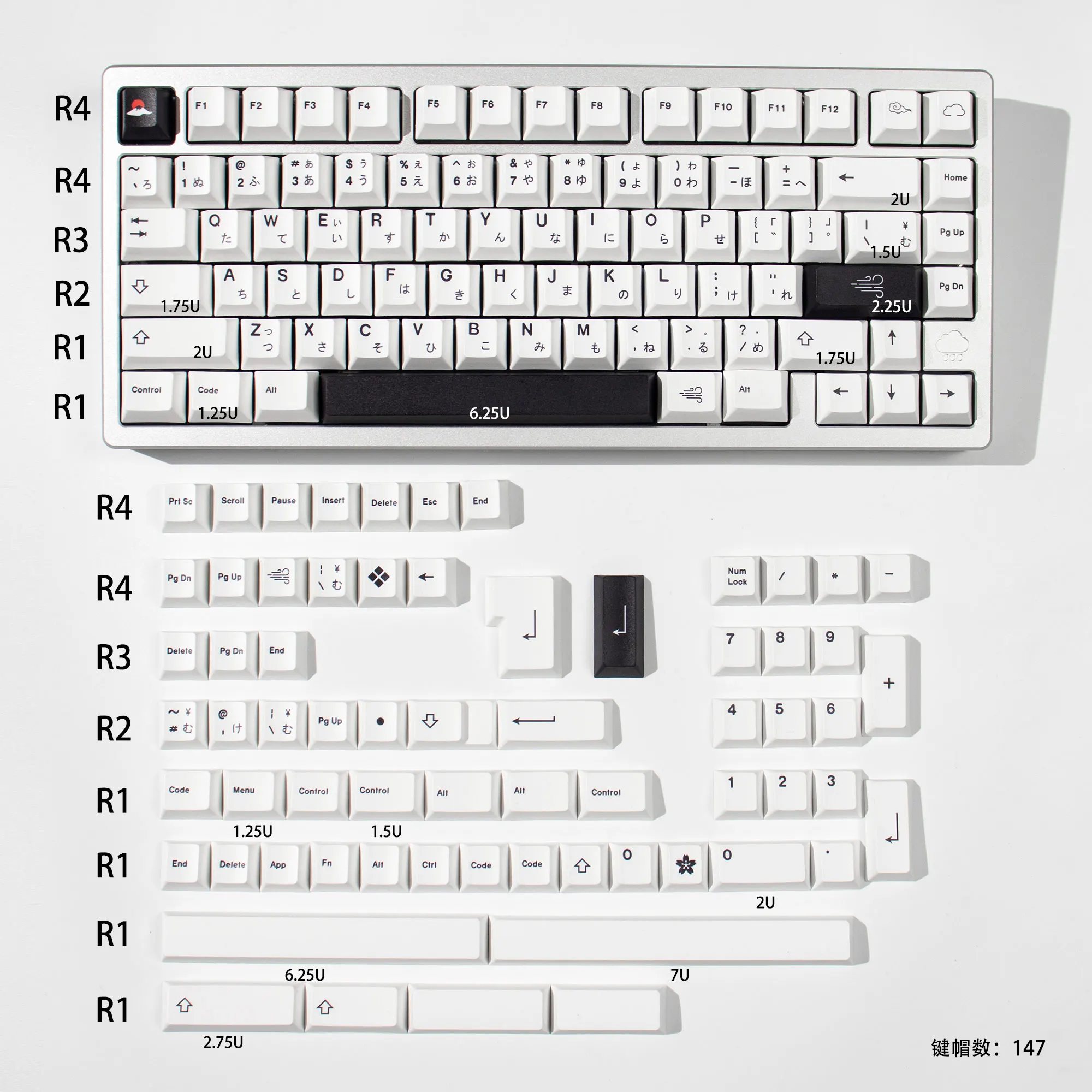 GMK Sushi TaiChi Large Set DYE-SUB PBT Keycap Japanese Custom Personality Cherry Profile Keycaps For Mechanical Keyboard 61/64