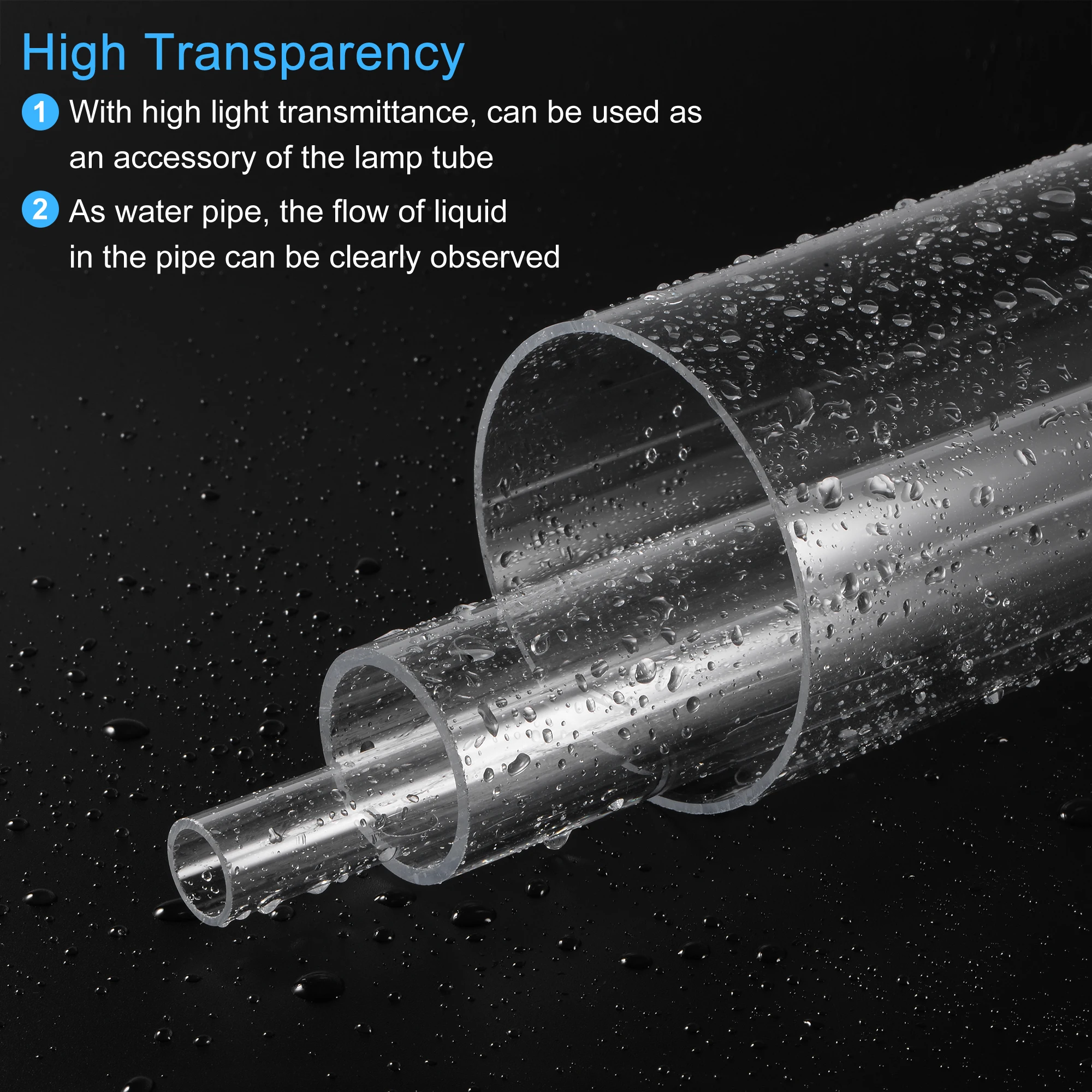 Uxcell 2pcs OD 8-35mm Transparent Acrylic Tube Rigid Round Tubing 305mm Length PMMA Organic Glass Tube Plastic Pipe Fittings