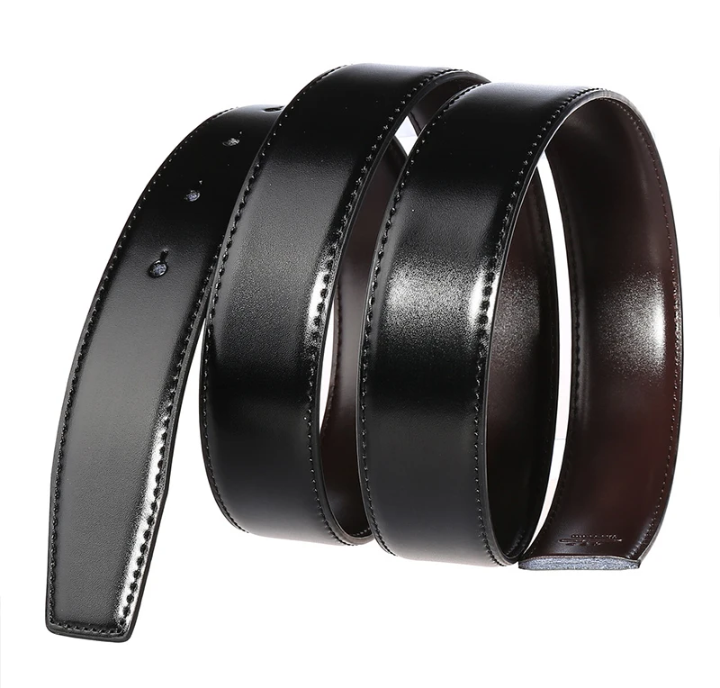 VATLTY 34mm Leather Belt Without Buckle for Men Natural Cowhide 130cm Trouser Belt Casual Brown Reversible Belt Girdles Male
