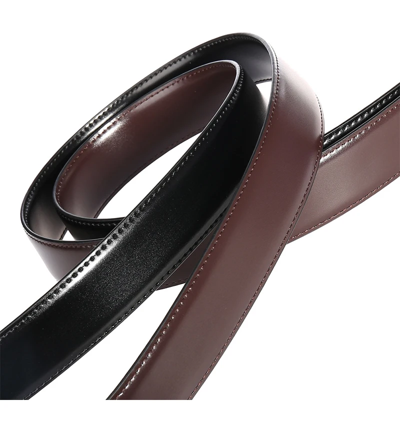 VATLTY 34mm Leather Belt Without Buckle for Men Natural Cowhide 130cm Trouser Belt Casual Brown Reversible Belt Girdles Male