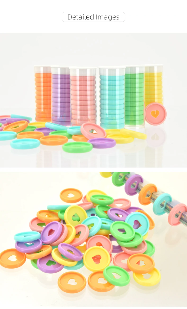 Fromthenon Binder Notebook Plastic Disc Rings 28/32/24mm Macaroon Color Binding Discs in Heart Shape for Mushroom Hole Planner