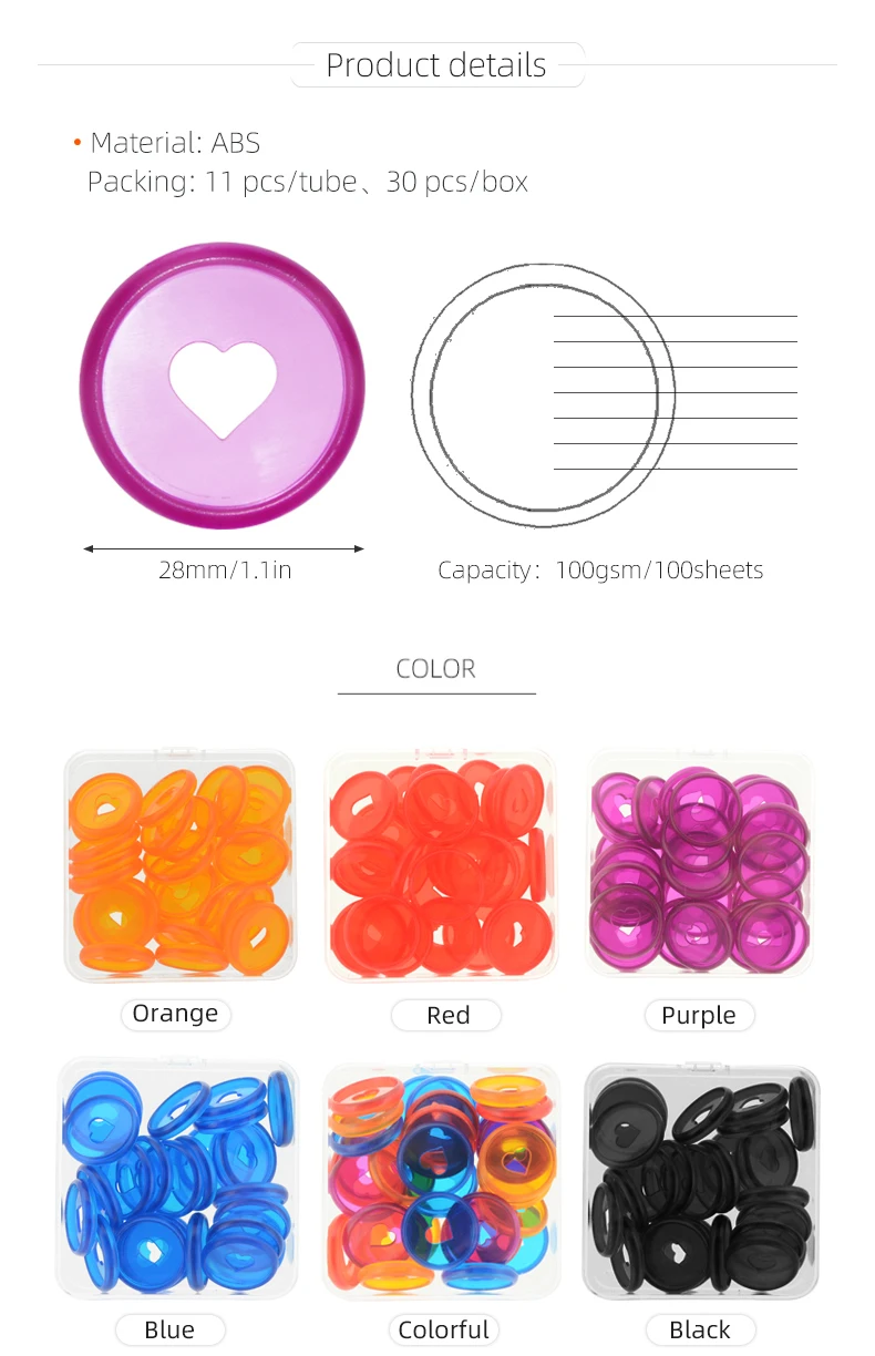 Fromthenon Binder Notebook Plastic Disc Rings 28/32/24mm Macaroon Color Binding Discs in Heart Shape for Mushroom Hole Planner