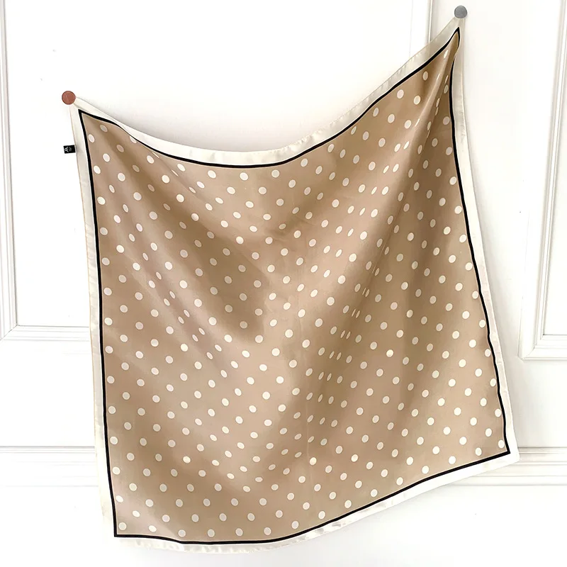 2023 Luxury Square Silk Scarf Women Luxury Polka Dot Shawls and Wraps Fashion Small Bag Scarves Hair Tie Bandanas Hijab 70*70Cm