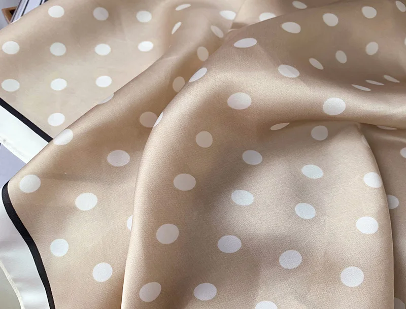 2023 Luxury Square Silk Scarf Women Luxury Polka Dot Shawls and Wraps Fashion Small Bag Scarves Hair Tie Bandanas Hijab 70*70Cm