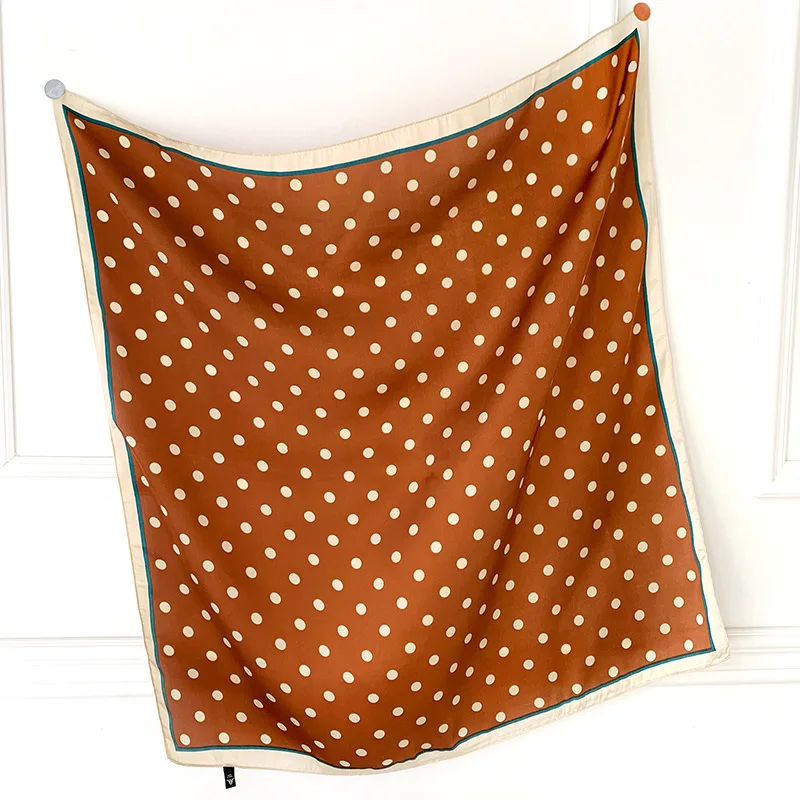 2023 Luxury Square Silk Scarf Women Luxury Polka Dot Shawls and Wraps Fashion Small Bag Scarves Hair Tie Bandanas Hijab 70*70Cm