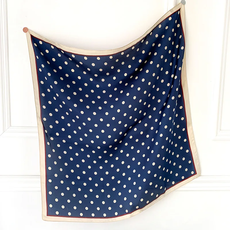 2023 Luxury Square Silk Scarf Women Luxury Polka Dot Shawls and Wraps Fashion Small Bag Scarves Hair Tie Bandanas Hijab 70*70Cm