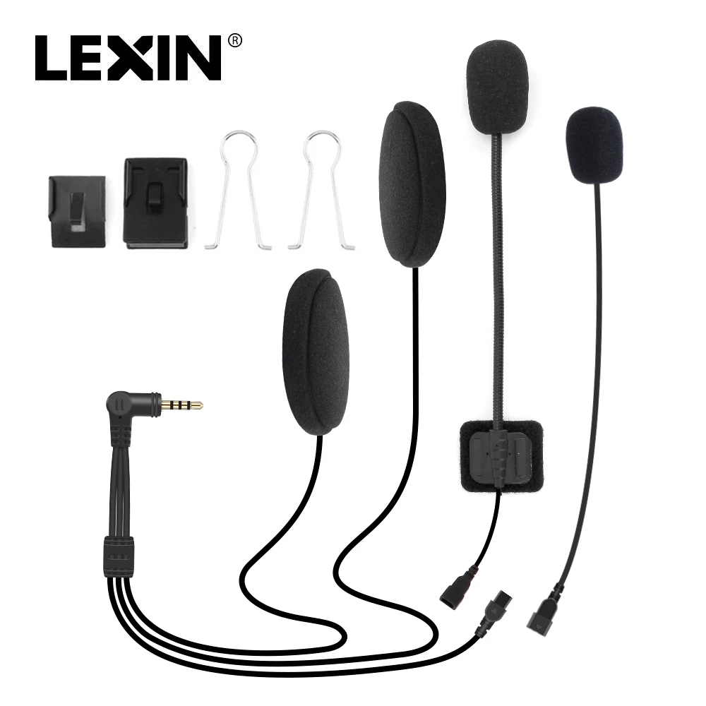 LEXIN LX-B4FM Intercom Headset&Clip Set for Full/Half Helmet with High Quality and Loud Sound Bluetooth Headphone Jack Plug