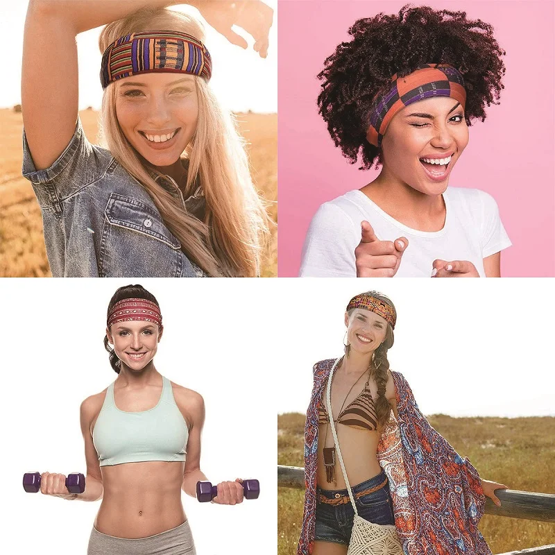 Bohemian Style Printed Stretch yoga Exercise Headband Running Cycling Outdoor Sports Sweatband