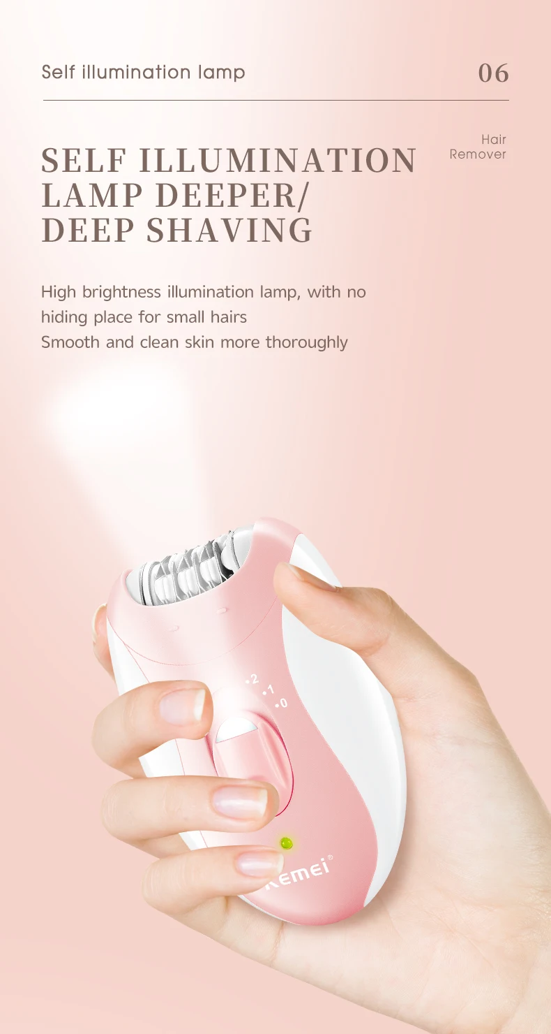Kemei Rechargeable Women Epilator Electric Facial Body Hair Remover Bikini Trimmer Rotary Female Epilator For Face Leg With