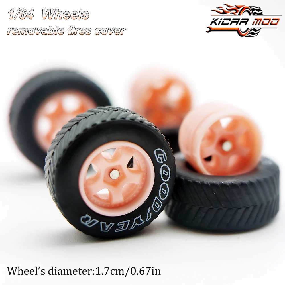 1/64 Model Car Wheels with Rubber All Terrain Tires Work S1 Refitting Parts for Off-road Vehicle MINIGT D: 17mm 1 Set