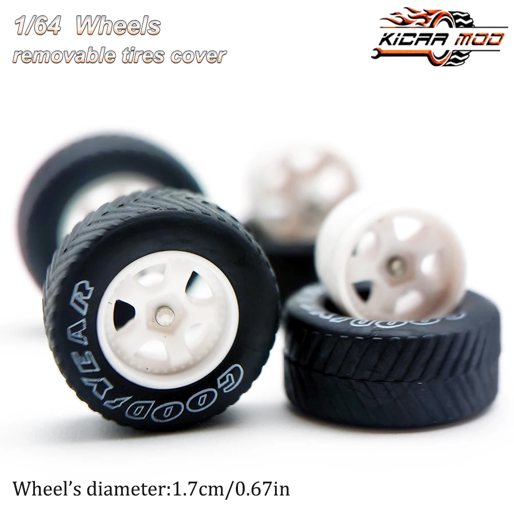 1/64 Model Car Wheels with Rubber All Terrain Tires Work S1 Refitting Parts for Off-road Vehicle MINIGT D: 17mm 1 Set