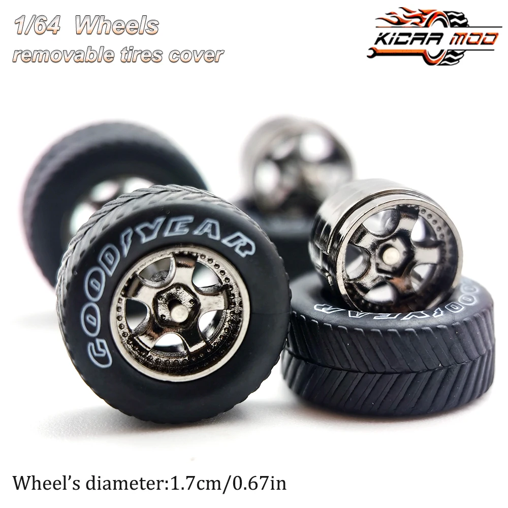 1/64 Model Car Wheels with Rubber All Terrain Tires Work S1 Refitting Parts for Off-road Vehicle MINIGT D: 17mm 1 Set