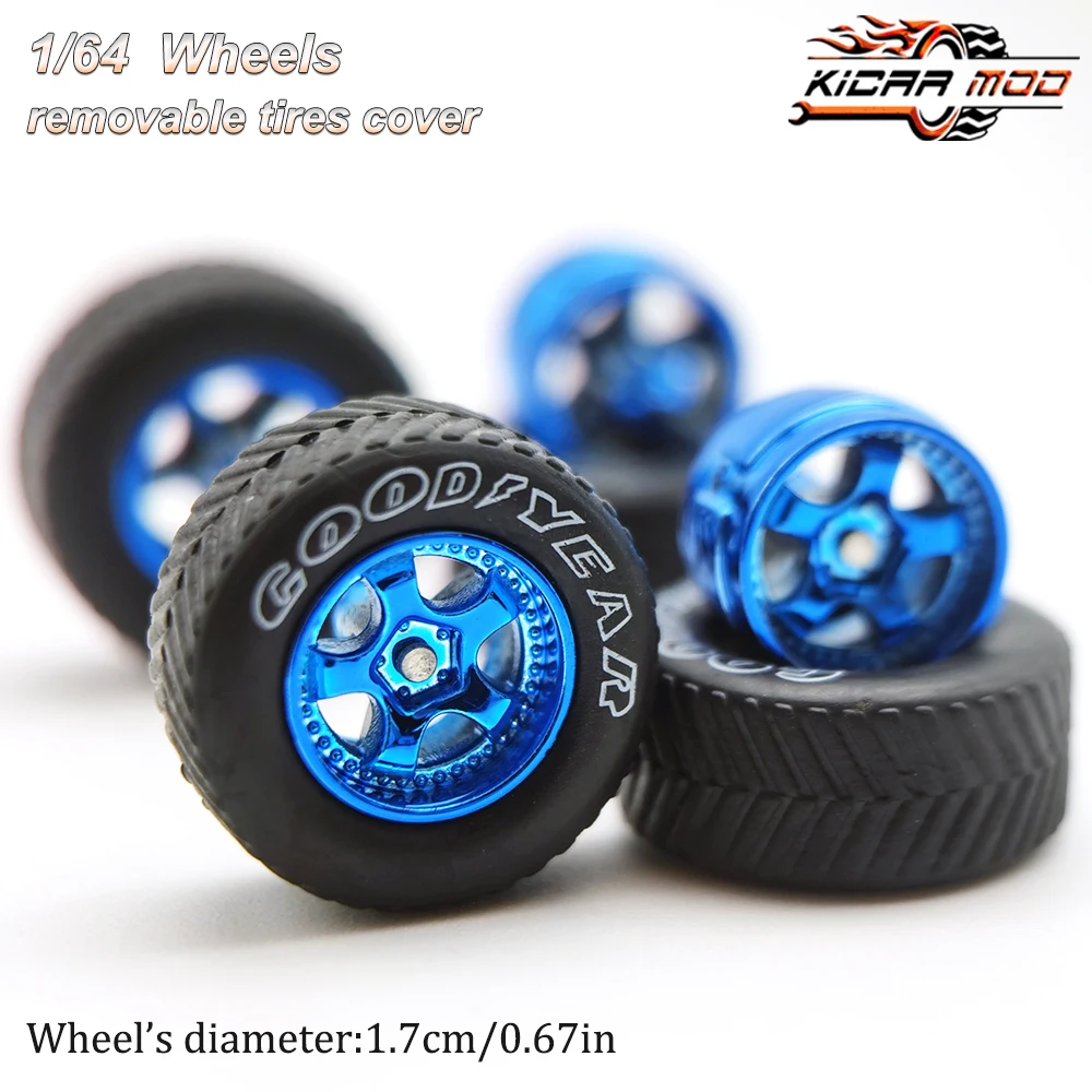 1/64 Model Car Wheels with Rubber All Terrain Tires Work S1 Refitting Parts for Off-road Vehicle MINIGT D: 17mm 1 Set
