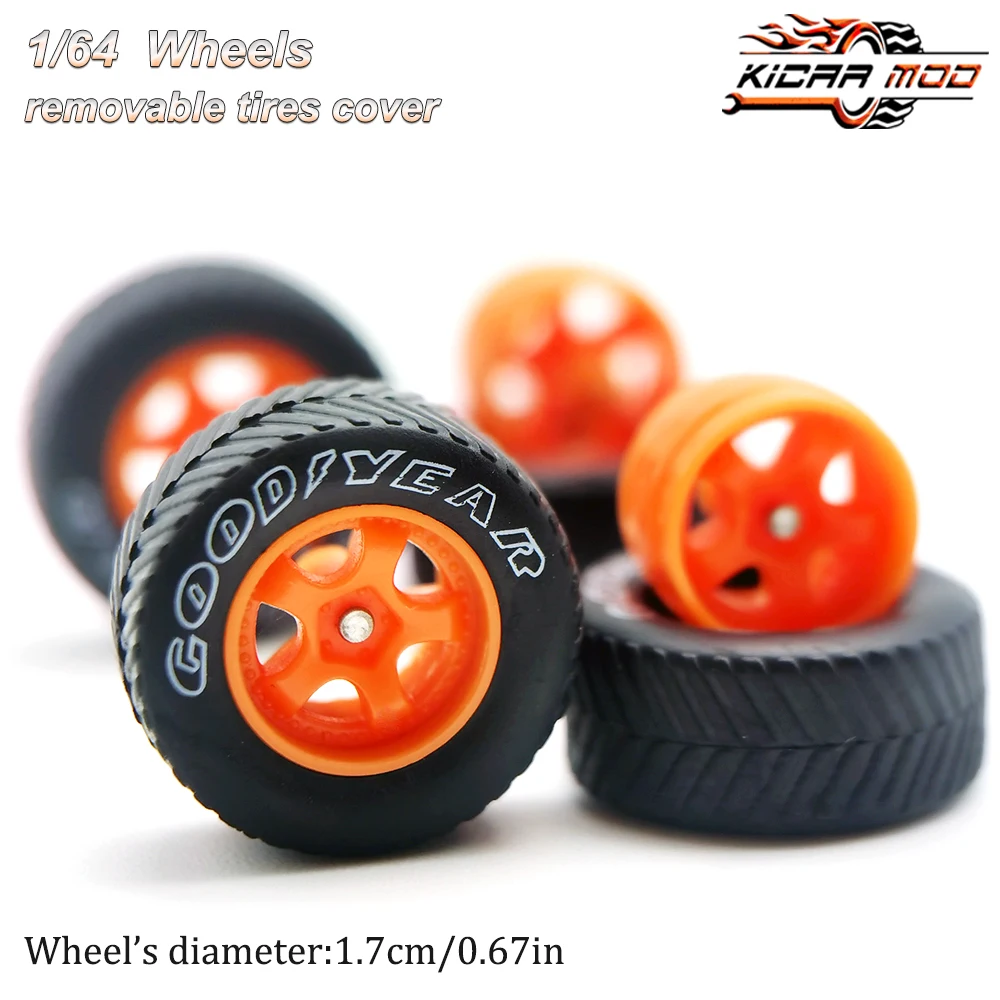 1/64 Model Car Wheels with Rubber All Terrain Tires Work S1 Refitting Parts for Off-road Vehicle MINIGT D: 17mm 1 Set
