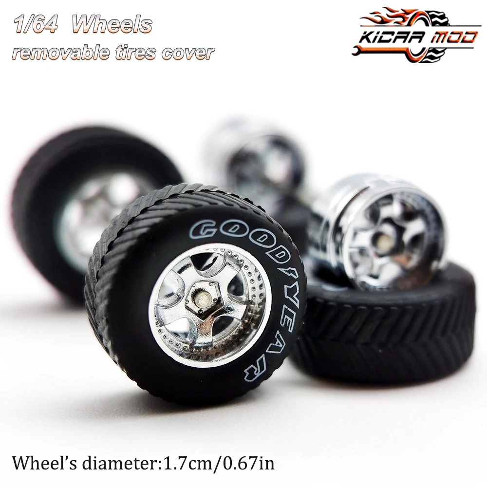 1/64 Model Car Wheels with Rubber All Terrain Tires Work S1 Refitting Parts for Off-road Vehicle MINIGT D: 17mm 1 Set