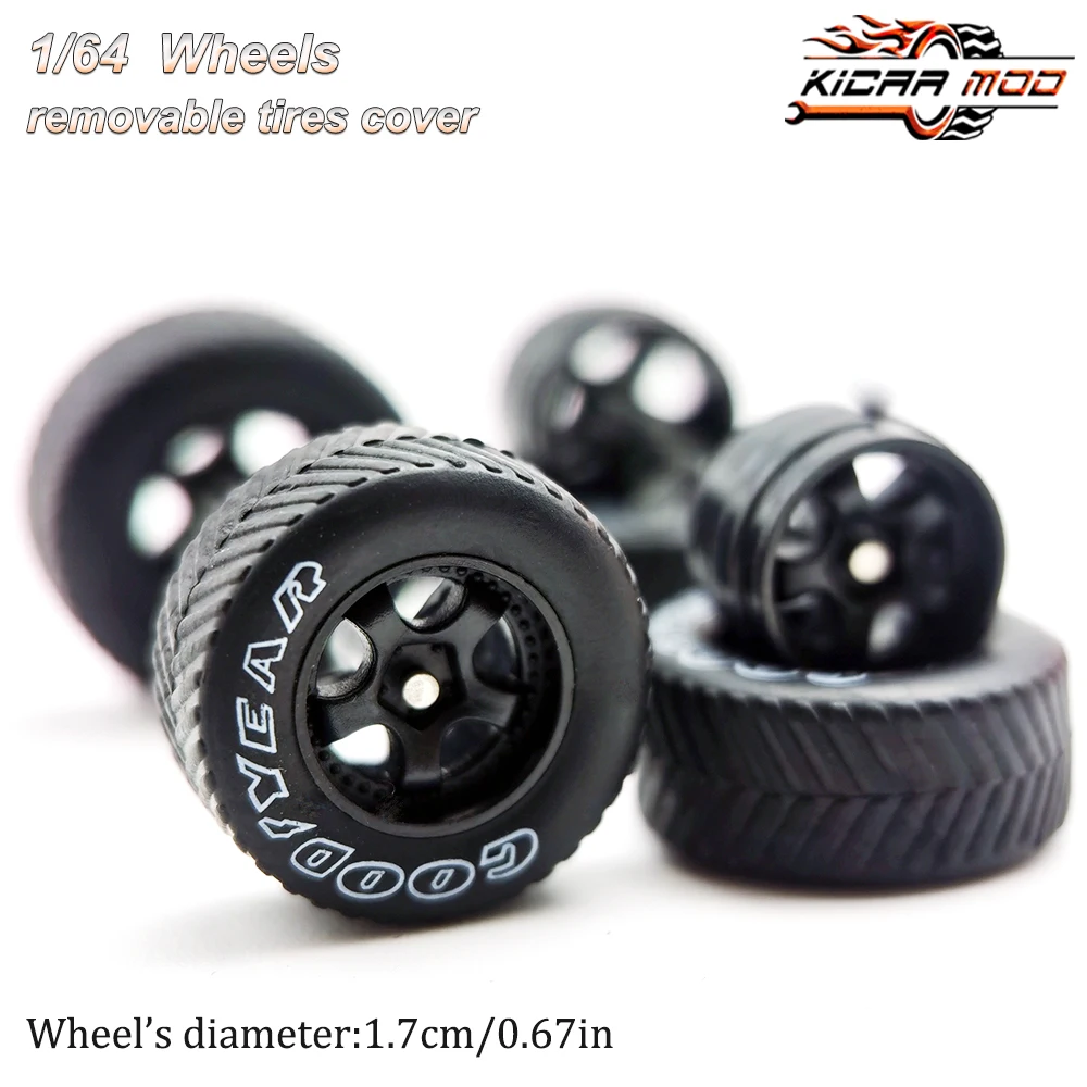 1/64 Model Car Wheels with Rubber All Terrain Tires Work S1 Refitting Parts for Off-road Vehicle MINIGT D: 17mm 1 Set