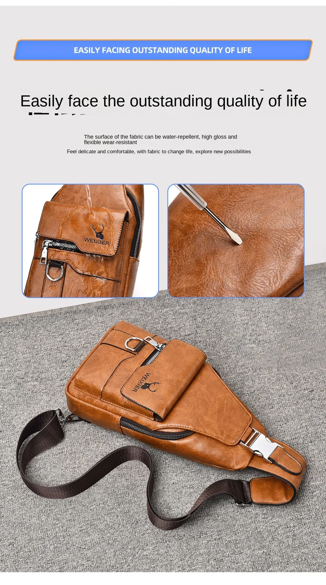 2026 Hot Men's Bag Fashion Messenger Bags Large Capacity Luxury Designer Chest Bags Retro Single Shoulder Crossbody Backpacks
