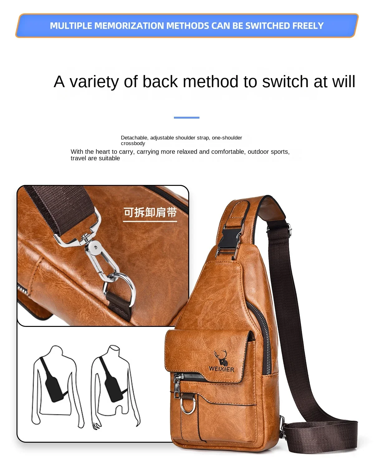 2026 Hot Men's Bag Fashion Messenger Bags Large Capacity Luxury Designer Chest Bags Retro Single Shoulder Crossbody Backpacks