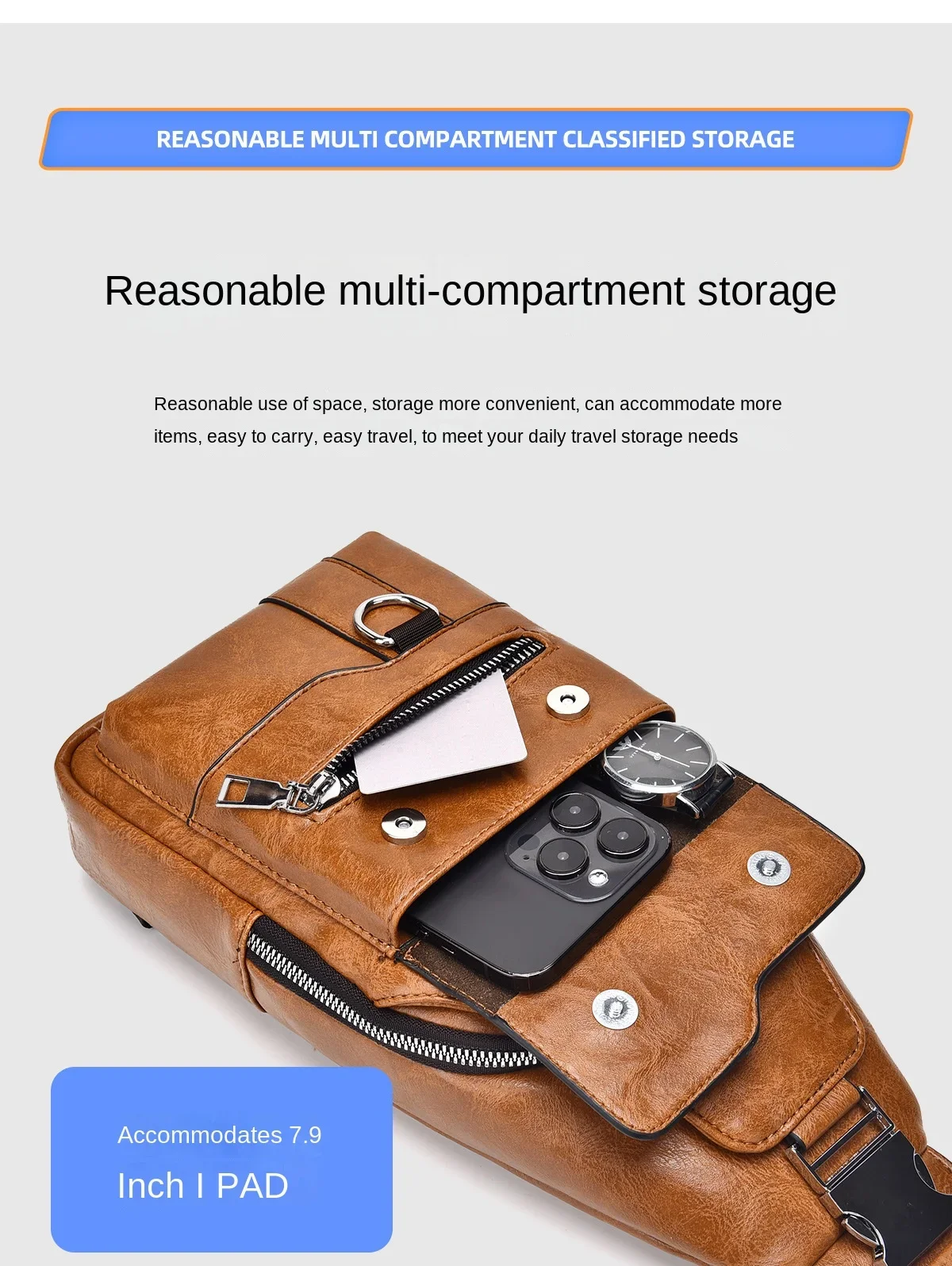 2026 Hot Men's Bag Fashion Messenger Bags Large Capacity Luxury Designer Chest Bags Retro Single Shoulder Crossbody Backpacks