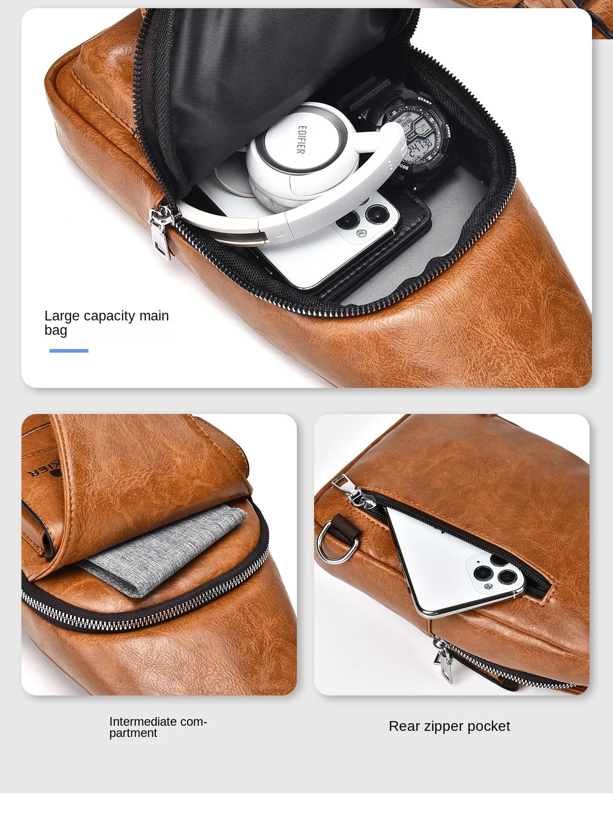 2026 Hot Men's Bag Fashion Messenger Bags Large Capacity Luxury Designer Chest Bags Retro Single Shoulder Crossbody Backpacks
