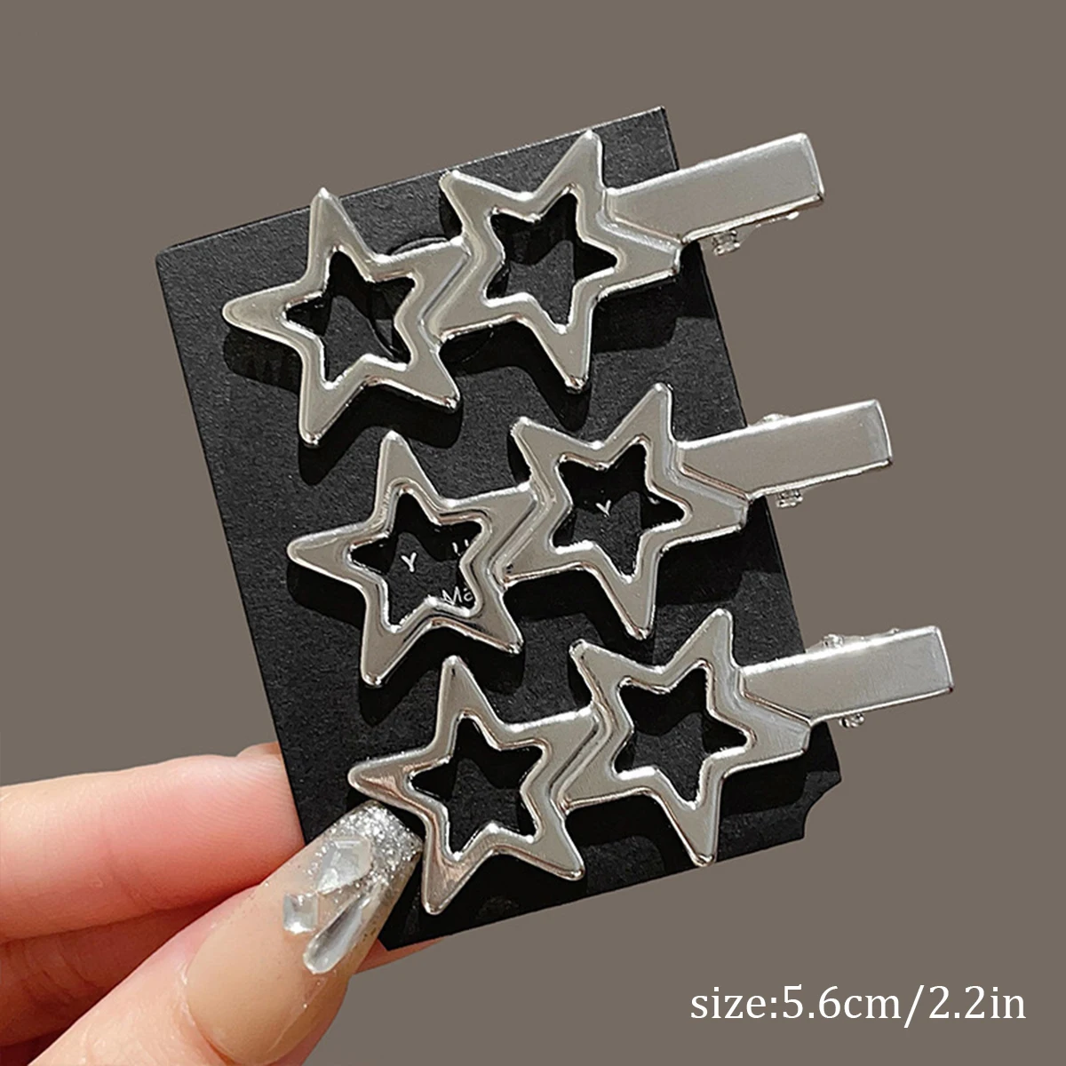 3pcs Y2K Silver Metal Bangs Clip Hollow Sweet and Spicy Wind Cold Color Duckbill Clip Star Broken Hair Clip Female Clip Set