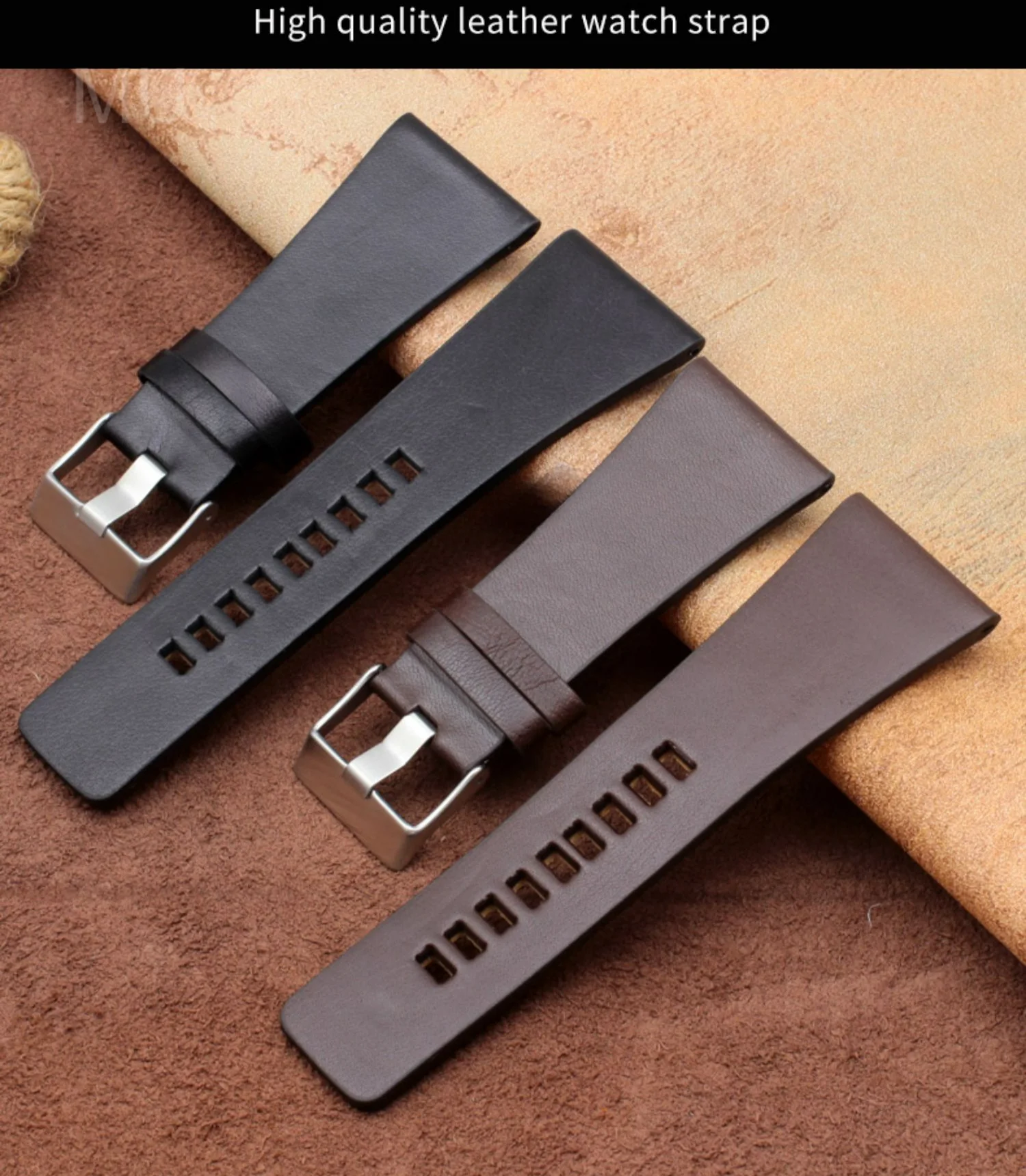 Exquisite Elegant Genuine Leather Watchbands for Diesel Dz4343 Dz4405 Dz7257 Dz4423 Breathable Strap 22 24 26 28mm