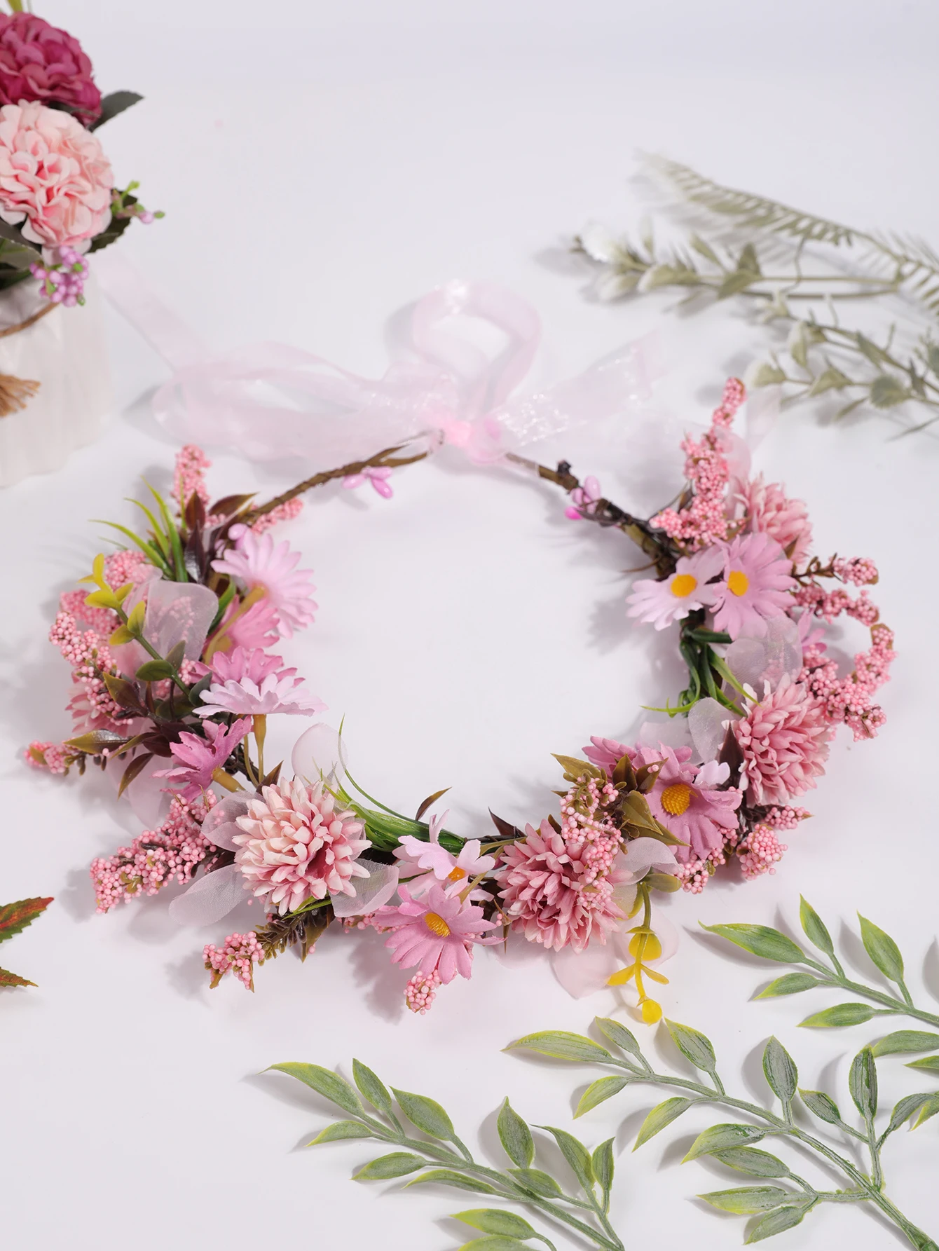 1 Super Sensens Department Simulation Flower Seaside Resort Shooting Headdress Wreath