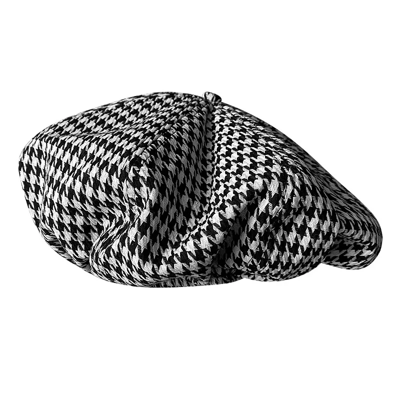 Big Head Newsboy Cap Women Beret Vintage Painter Spring Summer Autumn Winter Hats Houndstooth Octagonal Cap Female Bone Male 005