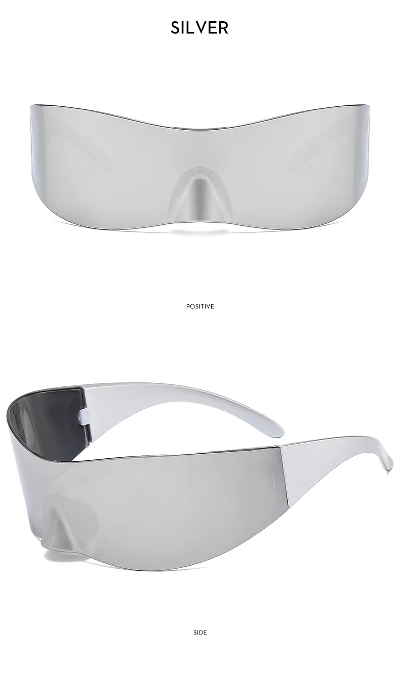 Y2K Cyber Punk One-Piece Sports Sunglasses Women Men 2025 Luxury Brand Windproof Rimless Sun Glasses For Ladies Shield Eyewear