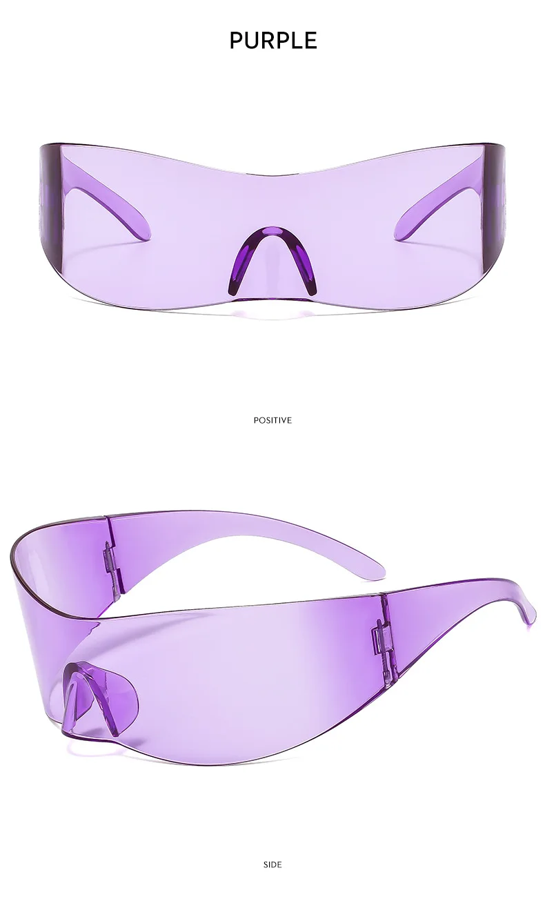 Y2K Cyber Punk One-Piece Sports Sunglasses Women Men 2025 Luxury Brand Windproof Rimless Sun Glasses For Ladies Shield Eyewear