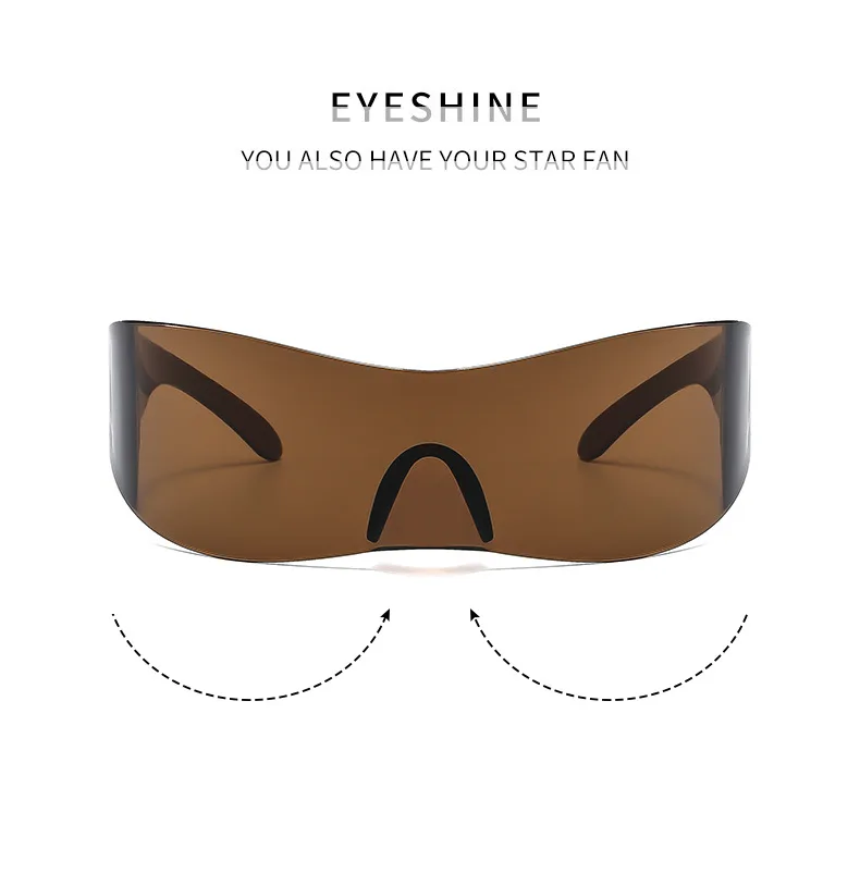 Y2K Cyber Punk One-Piece Sports Sunglasses Women Men 2025 Luxury Brand Windproof Rimless Sun Glasses For Ladies Shield Eyewear