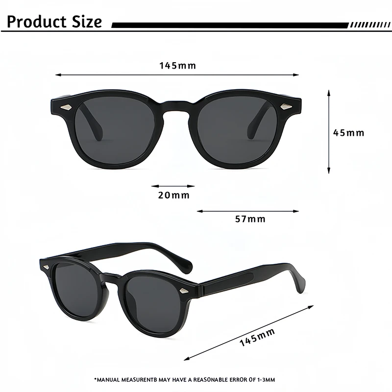 HBK Round Retro Sunglasses Men Fashion Propionic Leg Insertion Sun Glasses Women's Travel Outdoor Travel Driving Beach Eyewear