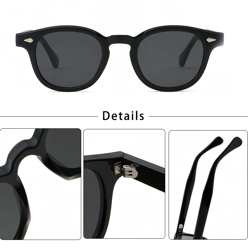 HBK Round Retro Sunglasses Men Fashion Propionic Leg Insertion Sun Glasses Women's Travel Outdoor Travel Driving Beach Eyewear