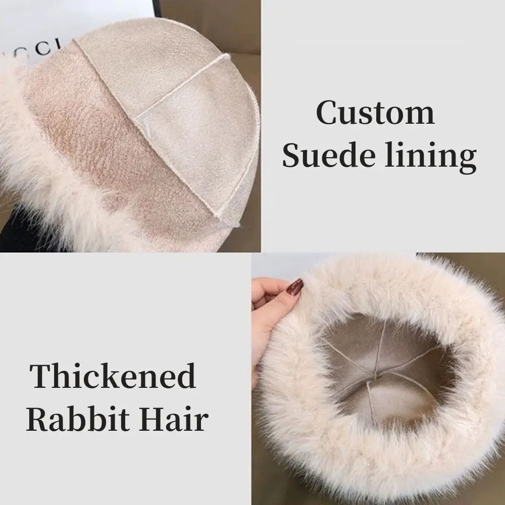 Fluffy Fur Bucket Hat For Women Plush Fisherman Hat Warm Women's Winter Hat Thicken Cold Snowy Day Panama Cap Chrismas Gifts New
