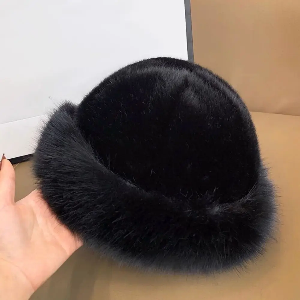 Fluffy Fur Bucket Hat For Women Plush Fisherman Hat Warm Women's Winter Hat Thicken Cold Snowy Day Panama Cap Chrismas Gifts New