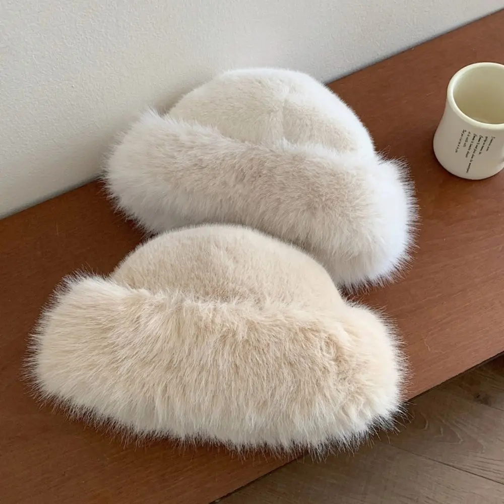 Fluffy Fur Bucket Hat For Women Plush Fisherman Hat Warm Women's Winter Hat Thicken Cold Snowy Day Panama Cap Chrismas Gifts New