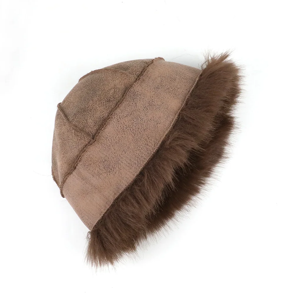 Fluffy Fur Bucket Hat For Women Plush Fisherman Hat Warm Women's Winter Hat Thicken Cold Snowy Day Panama Cap Chrismas Gifts New