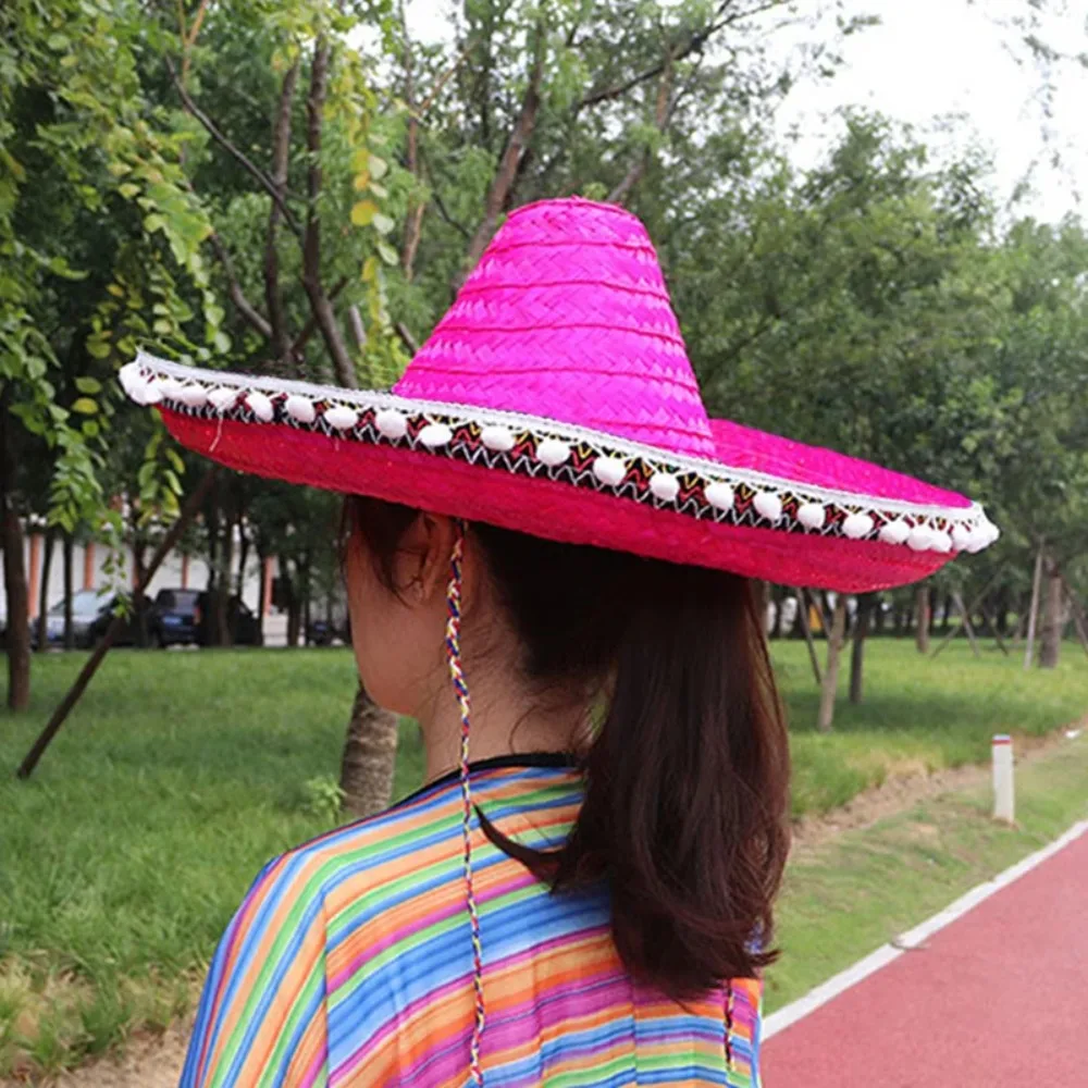 Summer Colorful Wide Brim Mexican Party Hat Sombrero Party Sun Hat Decor Halloween Straw Hats Men