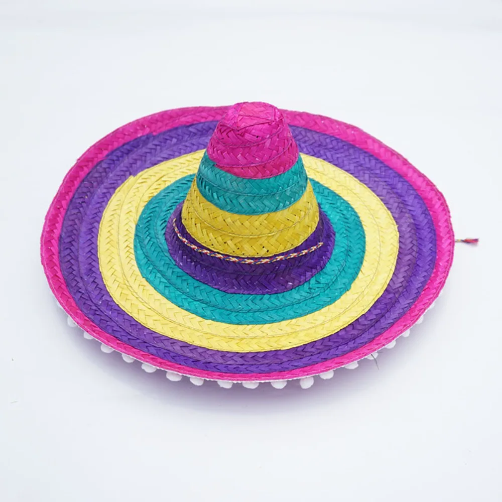 Summer Colorful Wide Brim Mexican Party Hat Sombrero Party Sun Hat Decor Halloween Straw Hats Men