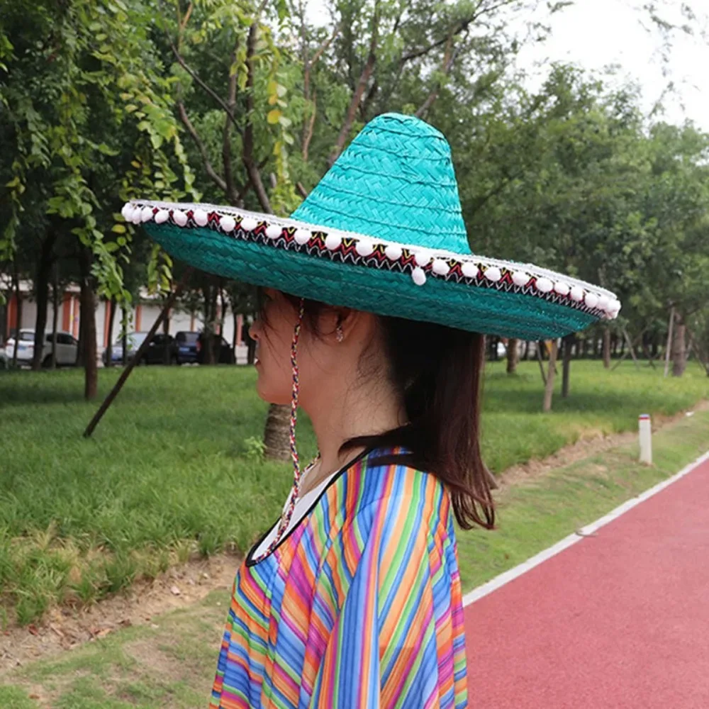 Summer Colorful Wide Brim Mexican Party Hat Sombrero Party Sun Hat Decor Halloween Straw Hats Men