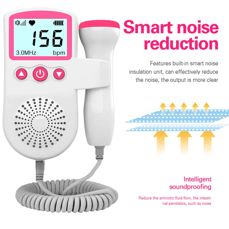 Fetal Doppler Heartbeat Detector for Baby,Fetal Heart Detection Instrument for Prenatal Infants,LCD Backlight Pulse Meter,No Rad