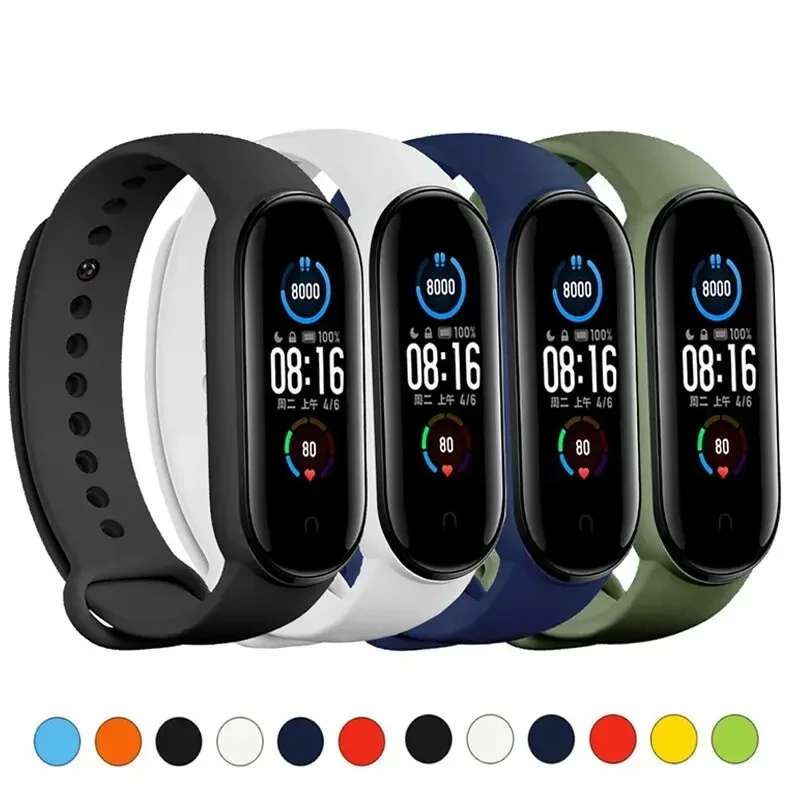 2Pcs Watchband For Mi Band 7 6 5 4 3 Bracelet Xiaomi Mi Band Strap Silicone Sport Replacement Wristband Smartwatch Accessories