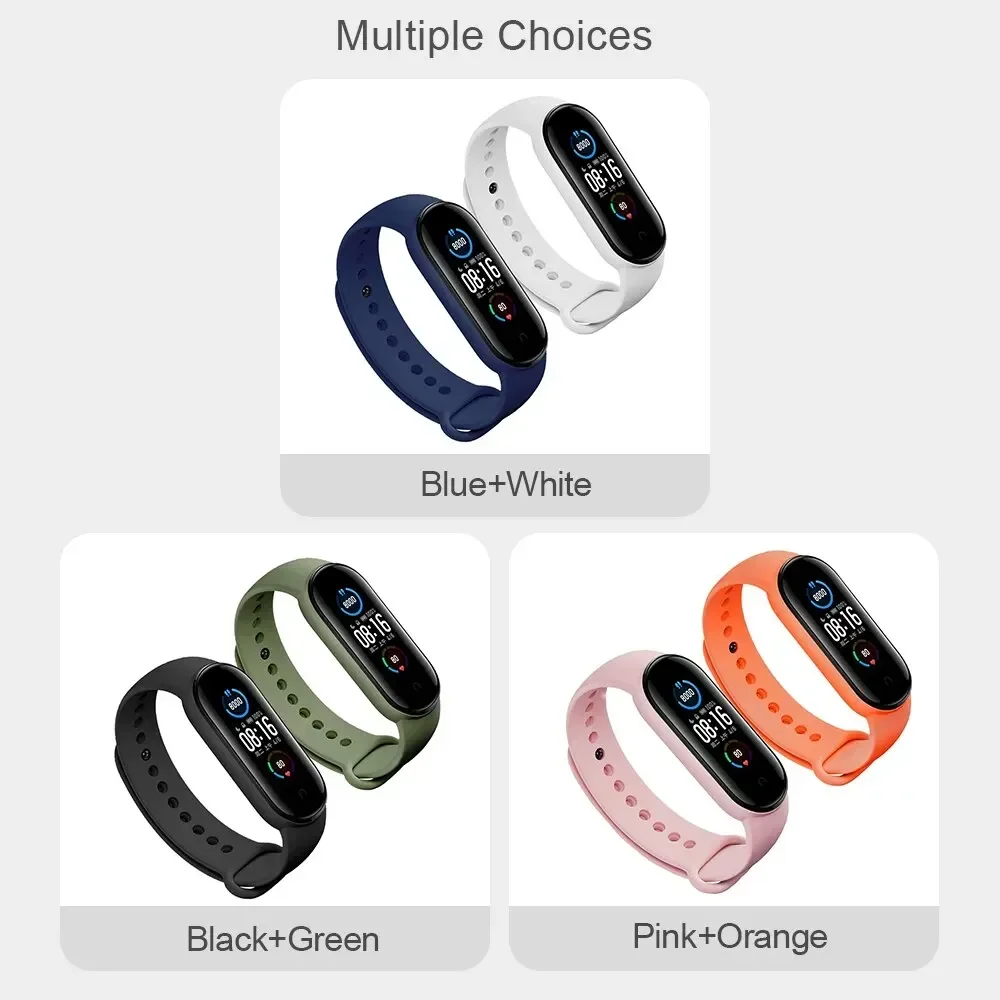 2Pcs Watchband For Mi Band 7 6 5 4 3 Bracelet Xiaomi Mi Band Strap Silicone Sport Replacement Wristband Smartwatch Accessories
