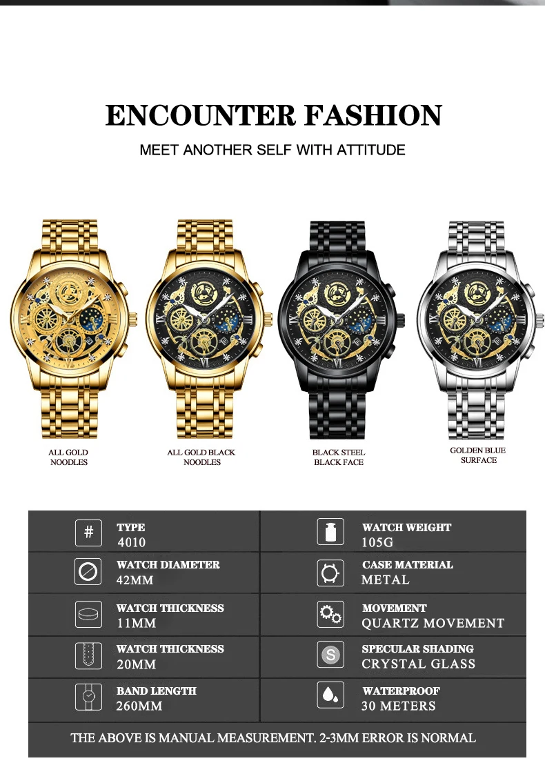 BINBOND Luxury Fashion Casual Quartz Men Watch Stainless Steel Strap Luxury Dial Luminous 30M Waterproof Business Men Wristwatch