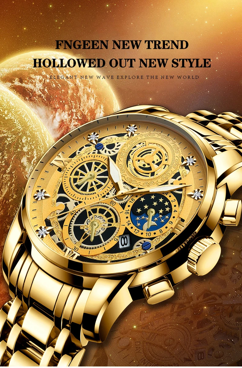 BINBOND Luxury Fashion Casual Quartz Men Watch Stainless Steel Strap Luxury Dial Luminous 30M Waterproof Business Men Wristwatch