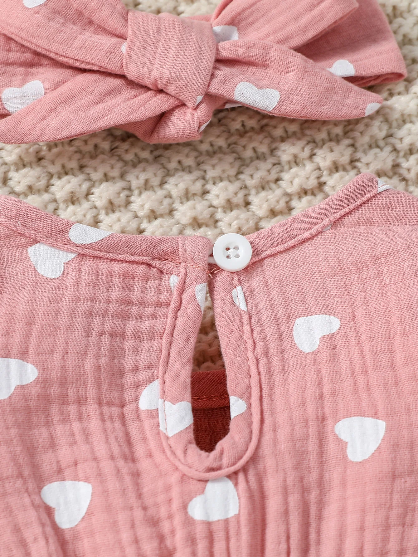 Baby Girl's All Seasons Long Sleeve Print Floral With Bow Daily Jumpsuit For Newborn-6M Clothes +Headband