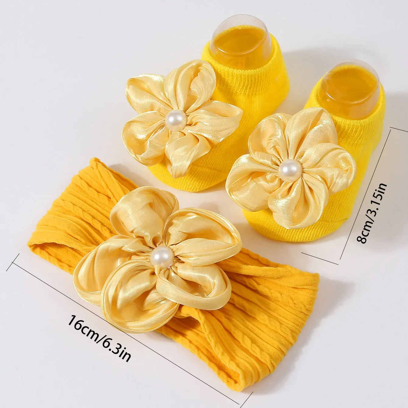 Lovely Pearl Baby Headband Socks Set Cotton Sock Lace Flower Newborn Hair Band Elastic Turban Girl Hair Accessories 0-1 Years
