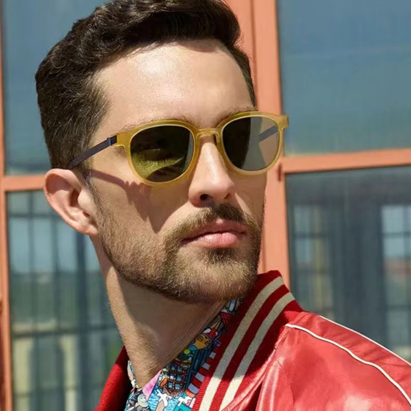 Denmark Round Sunglasse Polarized Men Sun Glasses Eyeglasses Women Vintage Rectangular UV400 Acetate Frame Optical Color Lens